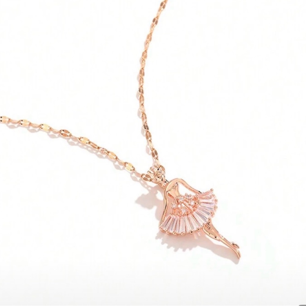 Elegant Rose Gold Fashion Ballerina Pendant Necklace